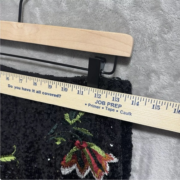 NWT Anthropologie Maeve Womens Size 2 Garden Glitz Skirt Black Sequin Floral - Picture 8 of 9